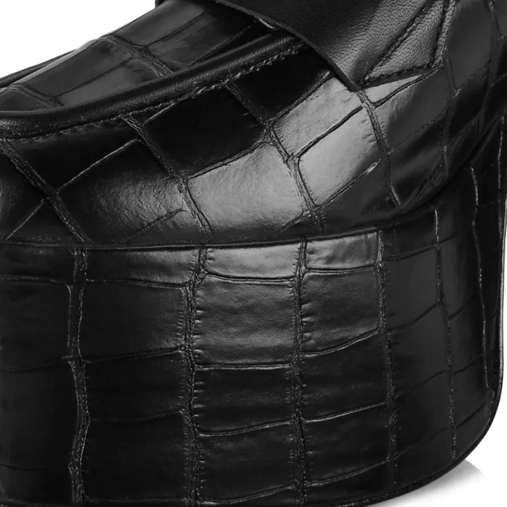 SCHUTZ Black Croc-Embossed Platform Loafer 8.5 - Picture 4 of 9